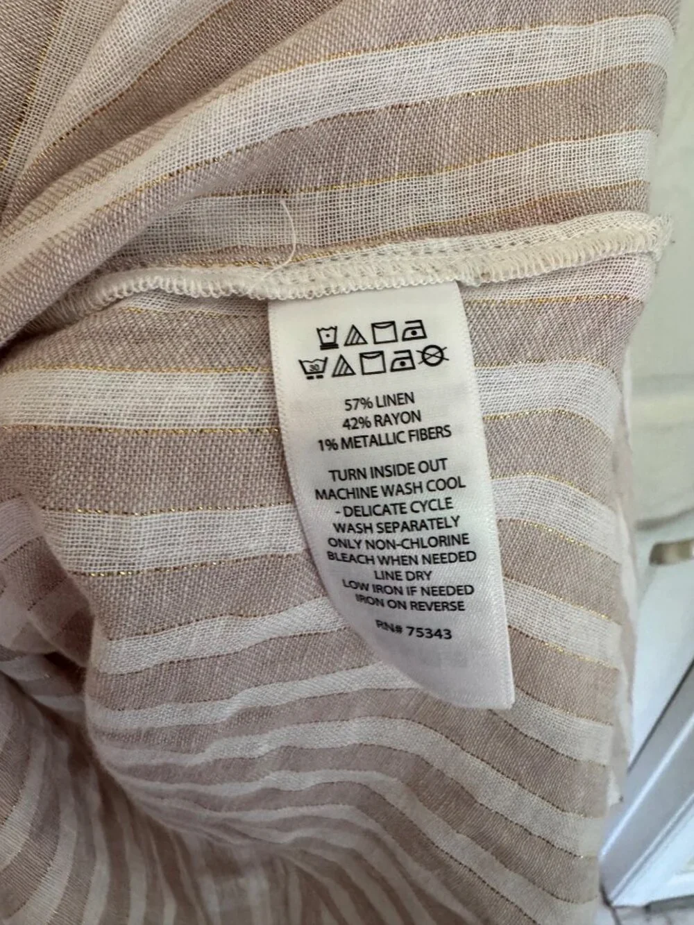 Rachel Ashwell Striped Bathing Suit Cover-up Midi Dress Linen Braided Straps L - Picture 12 of 13
